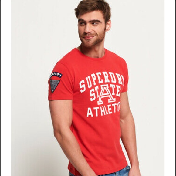 COPY - Superdry Men’s XXXL Logo T-Shirt Red W/ White - Picture 1 of 8
